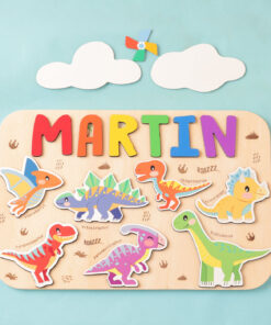 Personalized Name Puzzle with Dinosaurs Collection 7, Custom Baby Gifts, Early Learning Toys